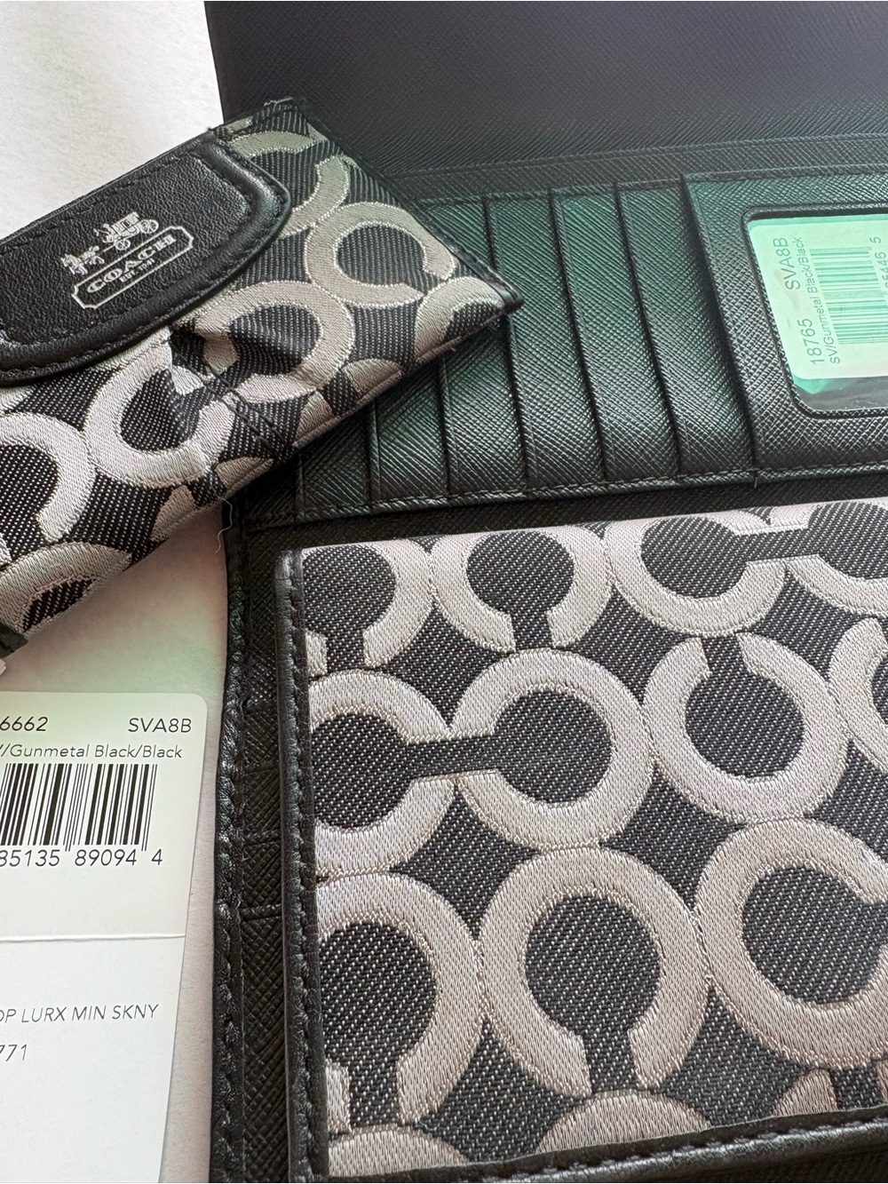 NWT Coach SET Madison Op Art Lurex Checkbook Wallet & Mini Skinny Rare Bundle - Picture 5 of 16